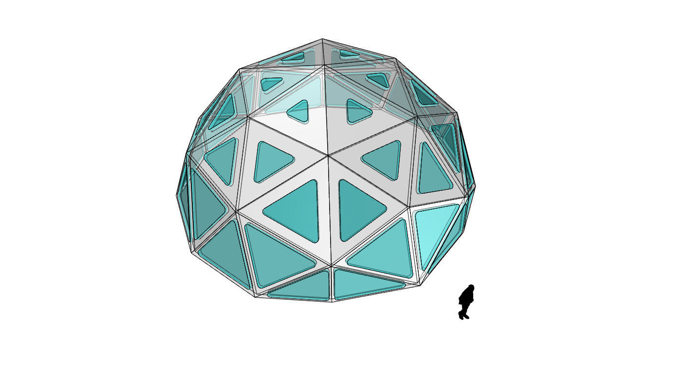 Geodesic Dome with Dynamic Perforations and glass panels  3D model_71