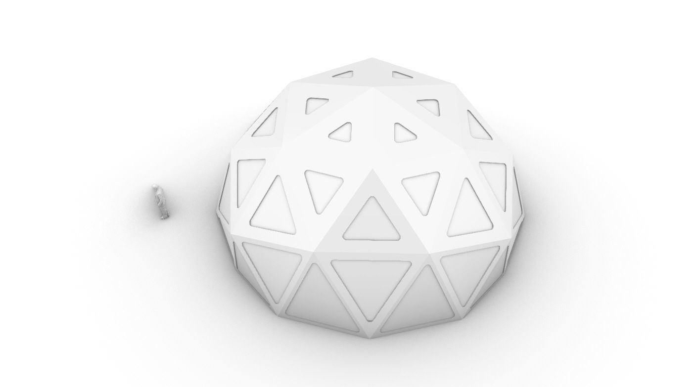 Geodesic Dome with Dynamic Perforations and glass panels  3D model_18