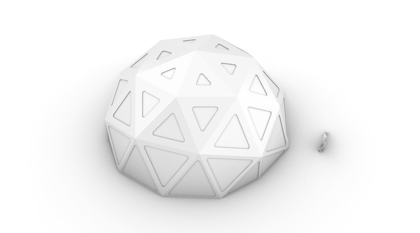 Geodesic Dome with Dynamic Perforations and glass panels  3D model_62