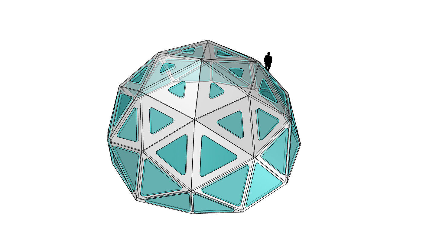 Geodesic Dome with Dynamic Perforations and glass panels  3D model_47