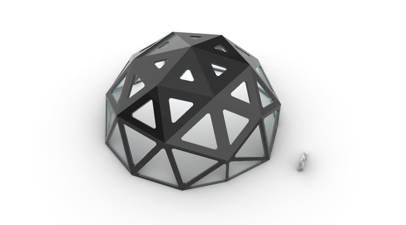 Geodesic Dome with Dynamic Perforations and glass panels  3D model_65