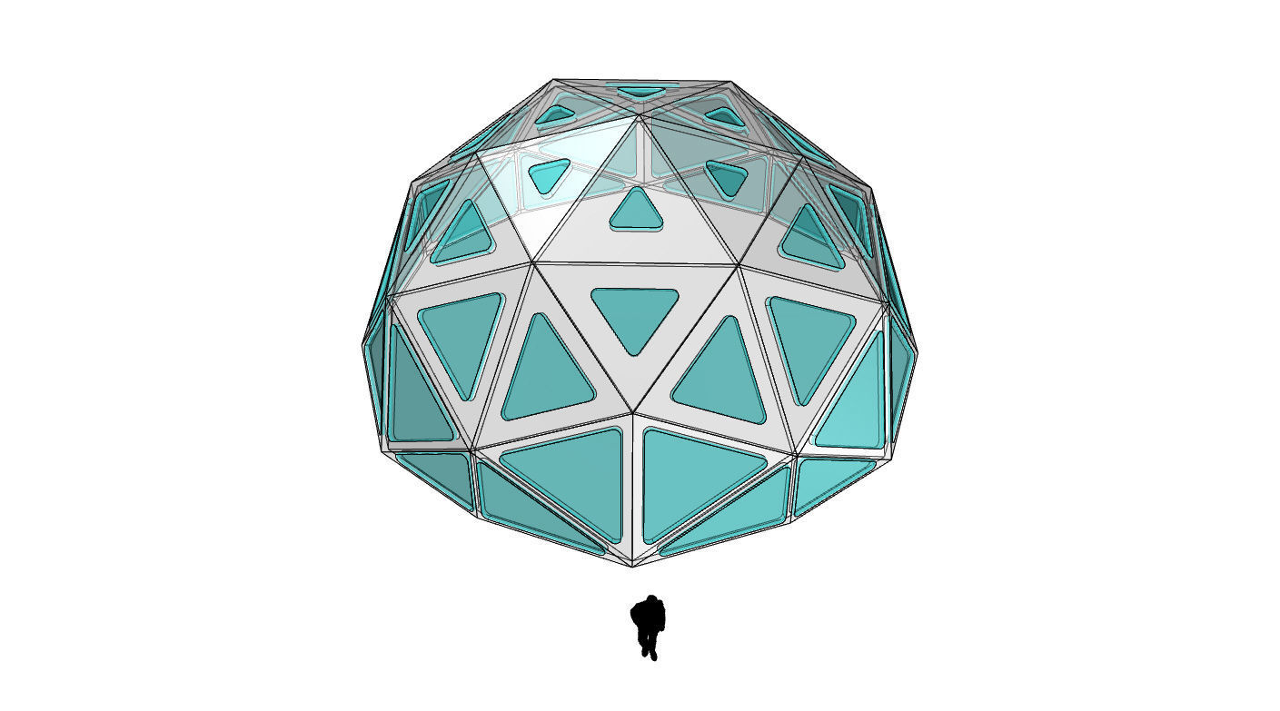 Geodesic Dome with Dynamic Perforations and glass panels  3D model_79