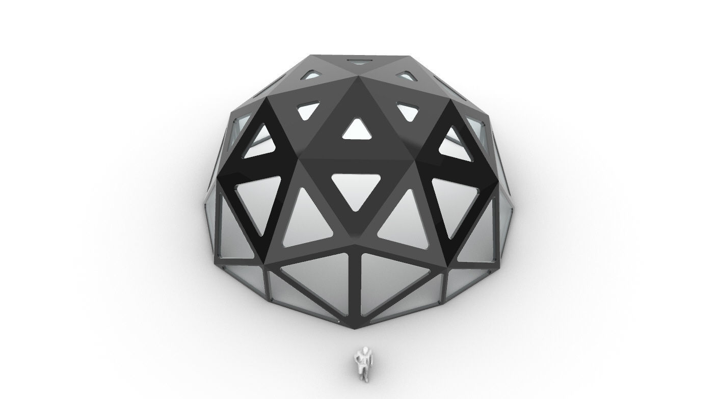 Geodesic Dome with Dynamic Perforations and glass panels  3D model_77