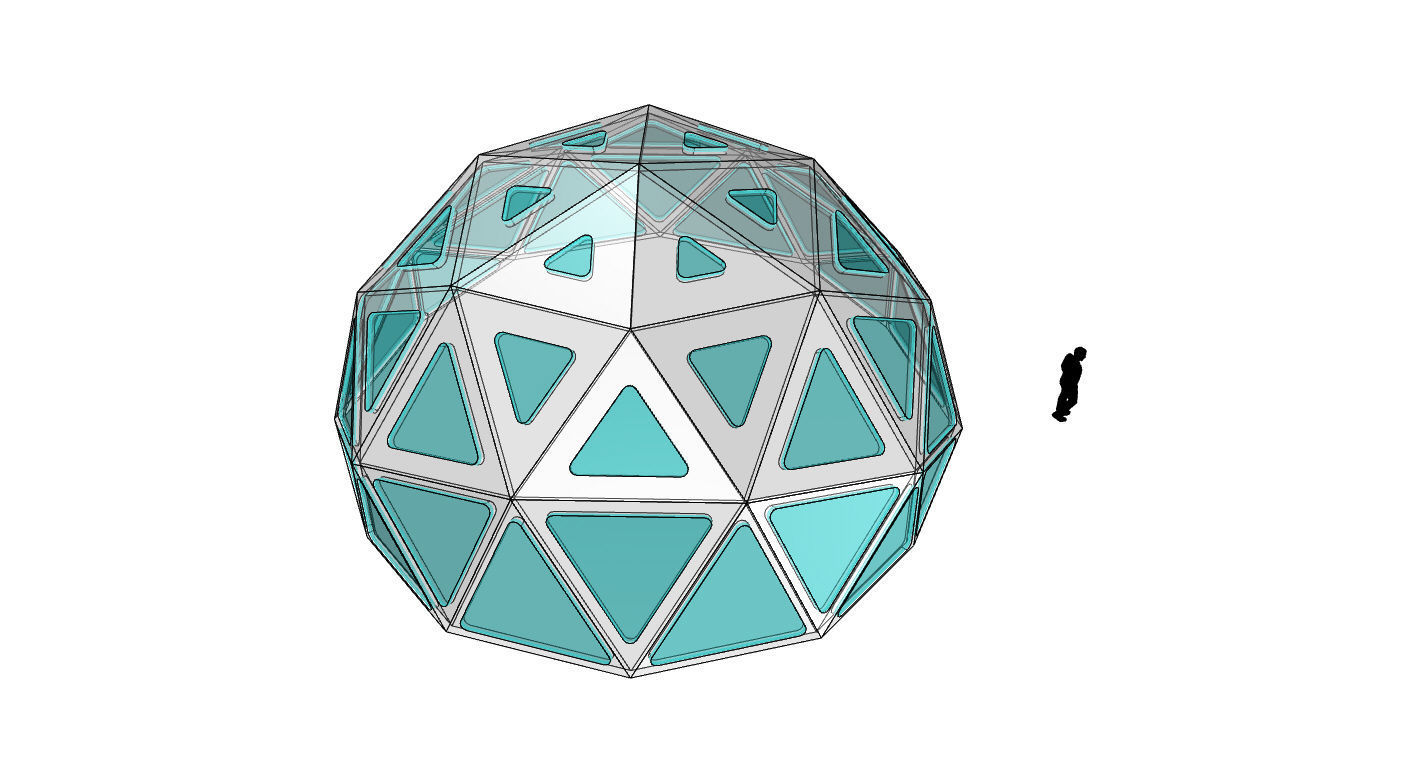 Geodesic Dome with Dynamic Perforations and glass panels  3D model_59