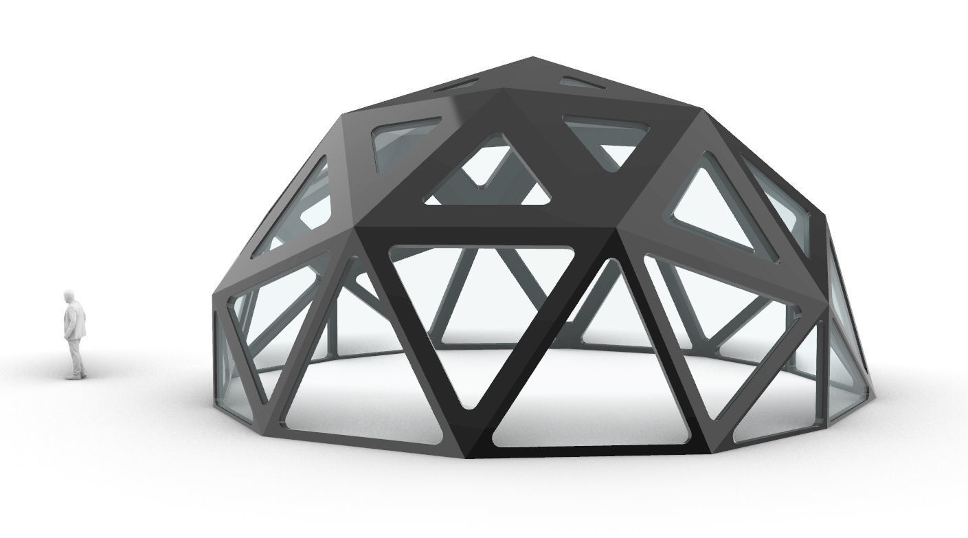 Geodesic Dome with Dynamic Perforations and glass panels  3D model_16