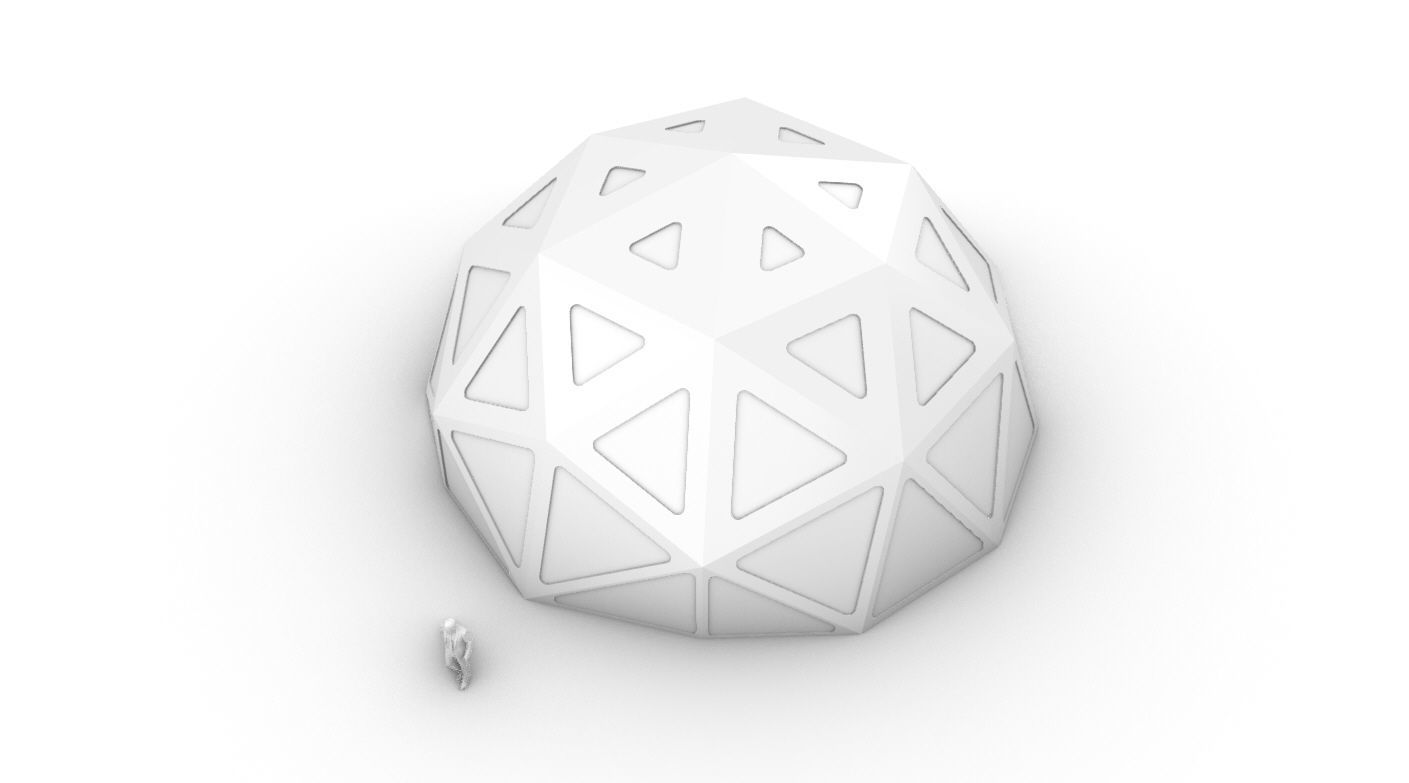 Geodesic Dome with Dynamic Perforations and glass panels  3D model_6