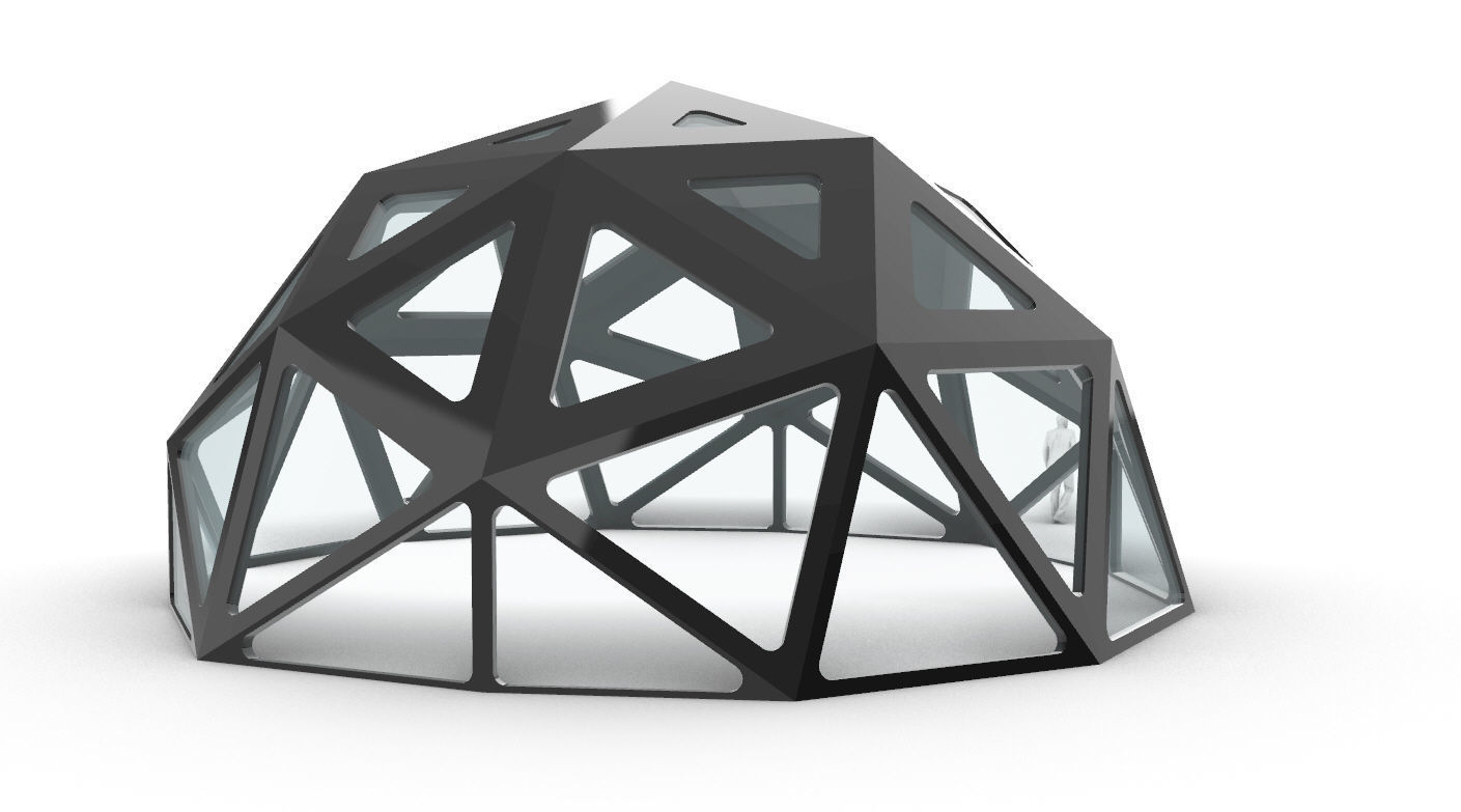 Geodesic Dome with Dynamic Perforations and glass panels  3D model_44