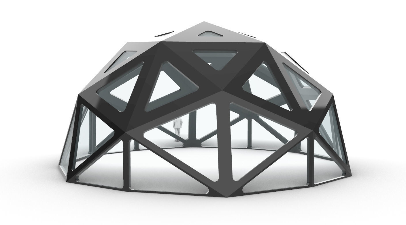 Geodesic Dome with Dynamic Perforations and glass panels  3D model_32