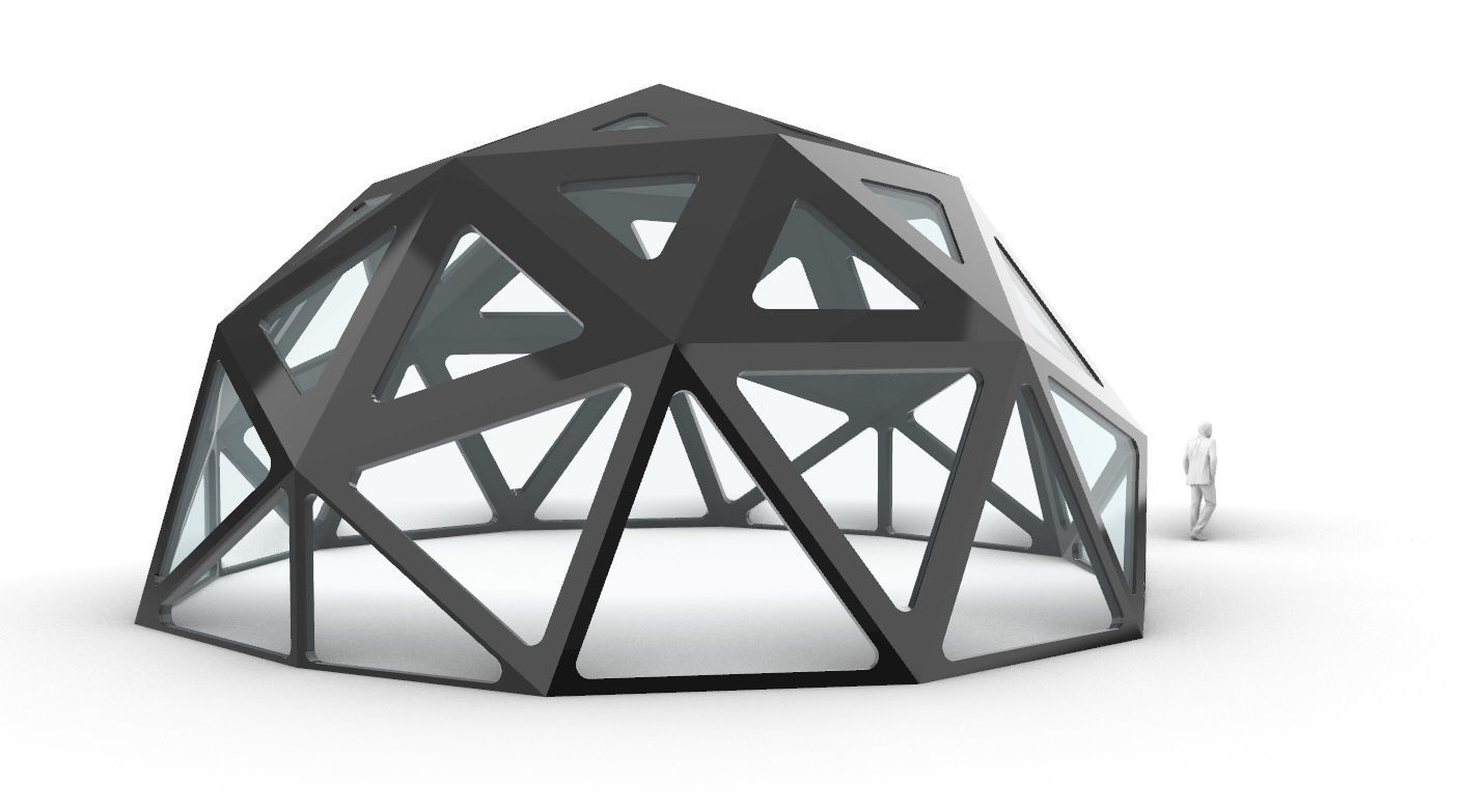 Geodesic Dome with Dynamic Perforations and glass panels  3D model_48