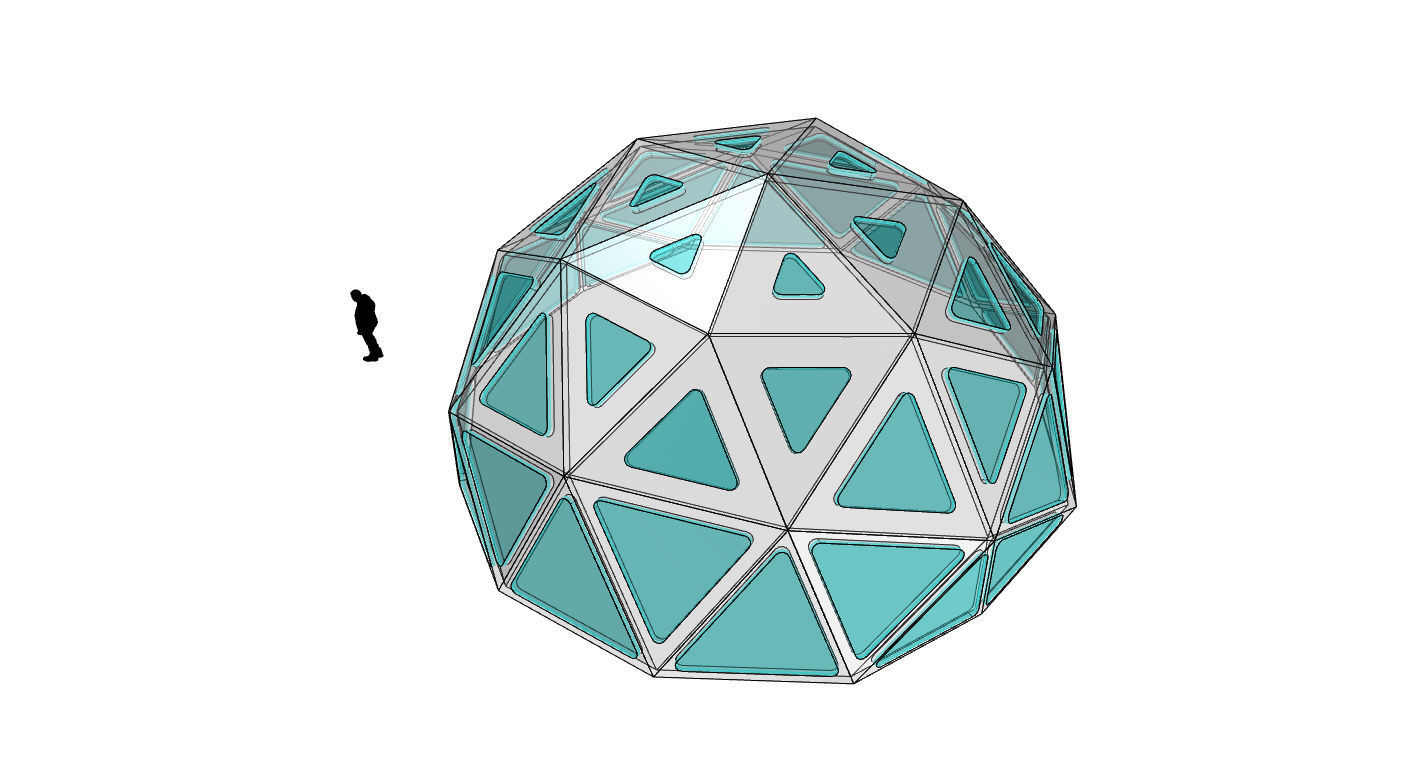 Geodesic Dome with Dynamic Perforations and glass panels  3D model_23