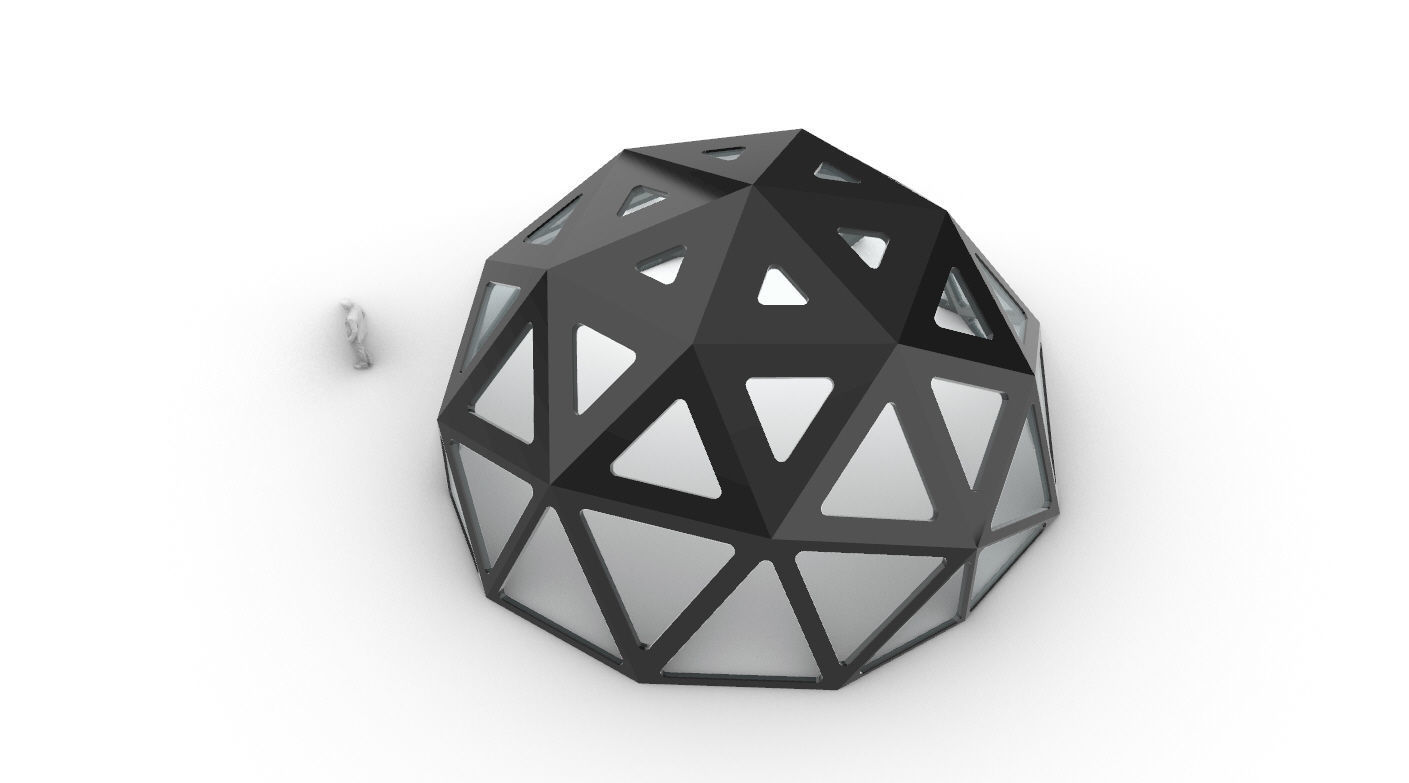 Geodesic Dome with Dynamic Perforations and glass panels  3D model_21