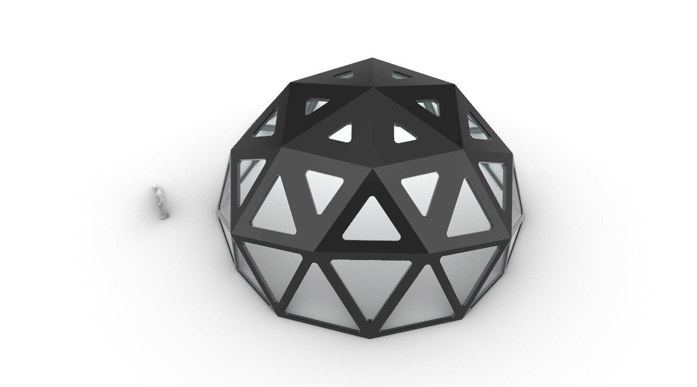 Geodesic Dome with Dynamic Perforations and glass panels  3D model_17