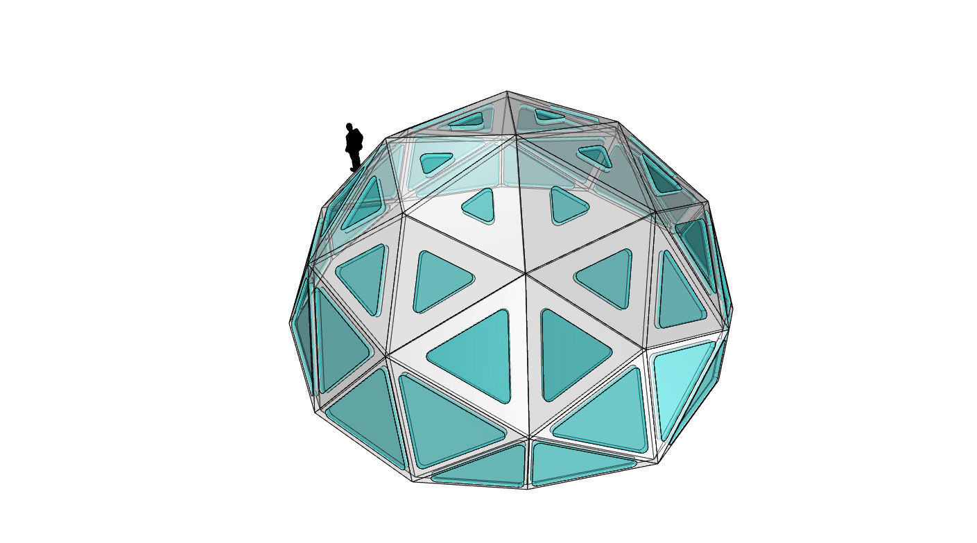 Geodesic Dome with Dynamic Perforations and glass panels  3D model_31