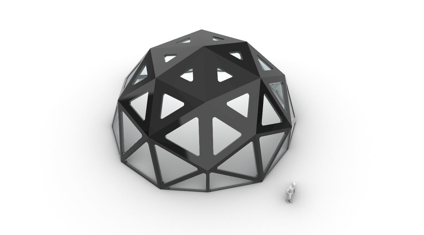 Geodesic Dome with Dynamic Perforations and glass panels  3D model_69