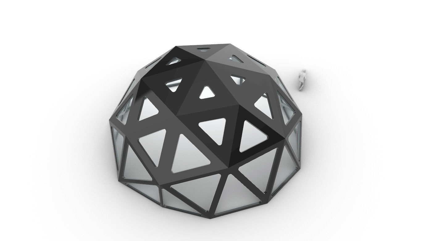 Geodesic Dome with Dynamic Perforations and glass panels  3D model_49