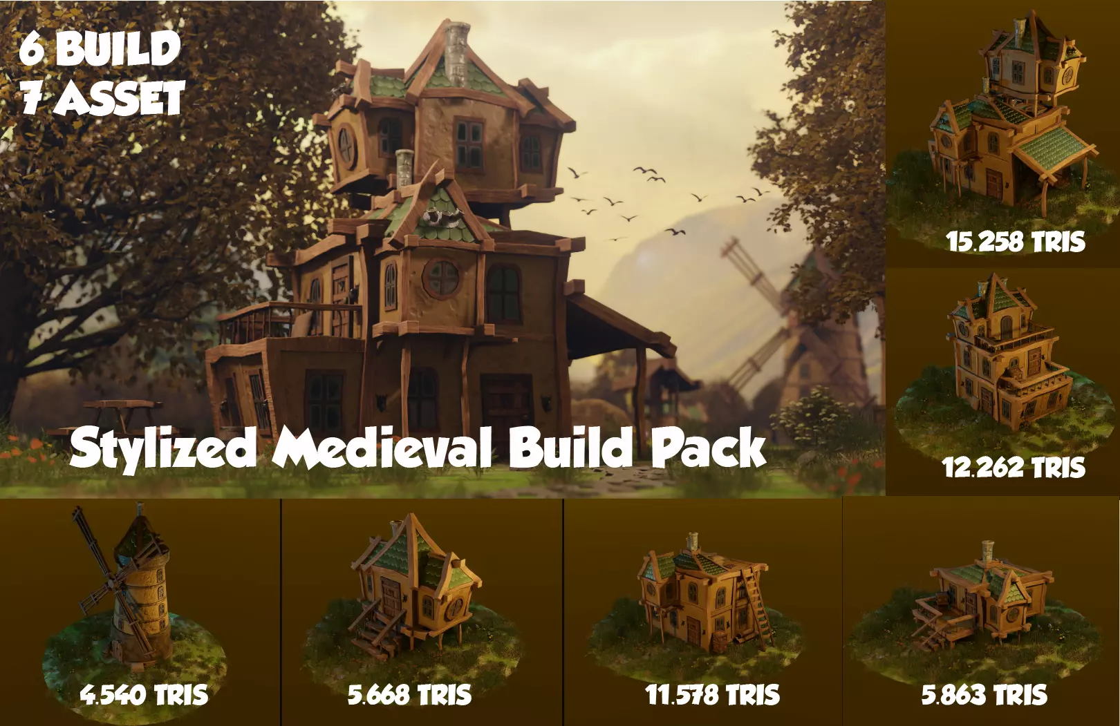 Stylized Medieval Build Pack Low-poly 3D model_0