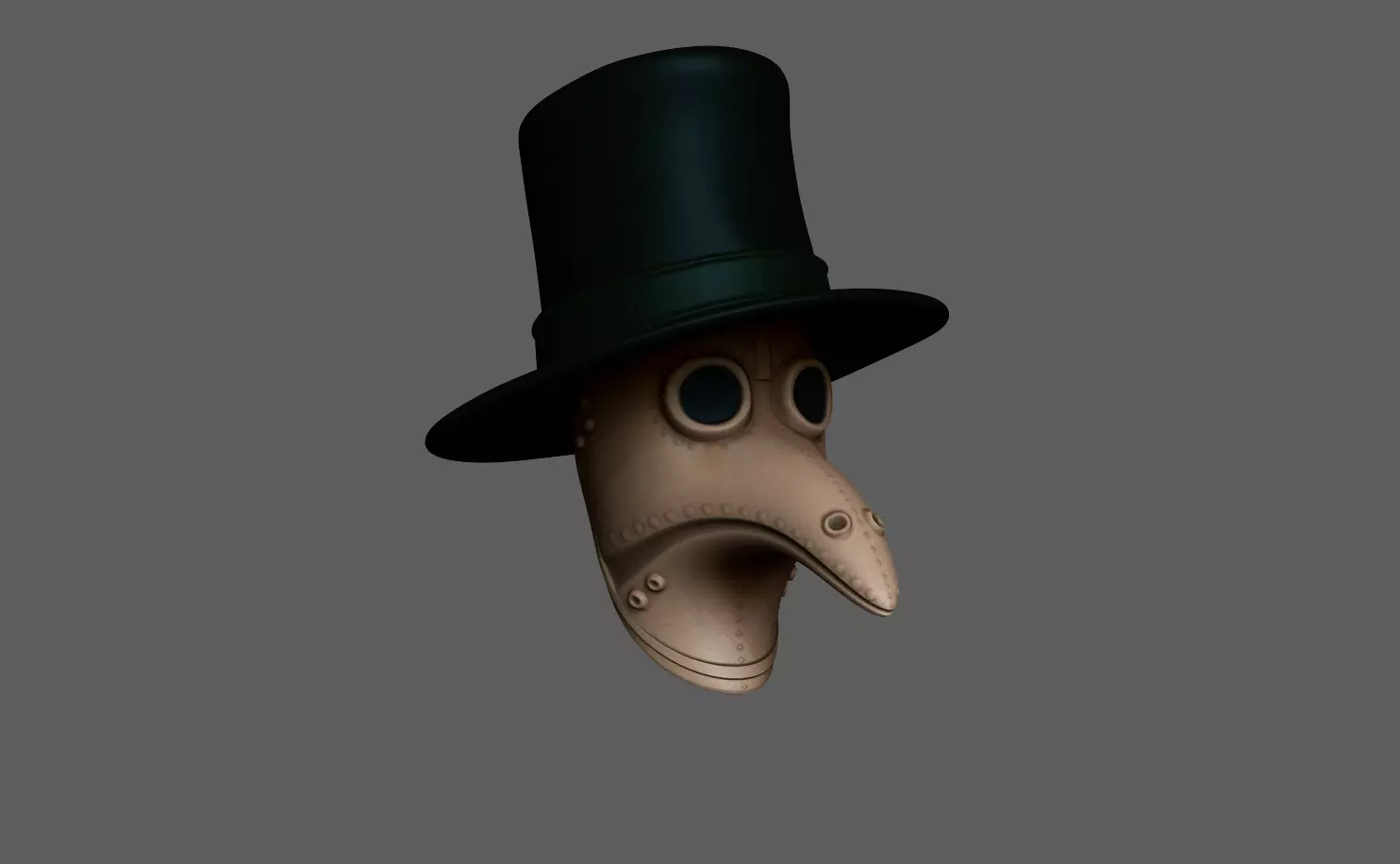 Plague Doctor - Hat and Mask Low-poly 3D model_0