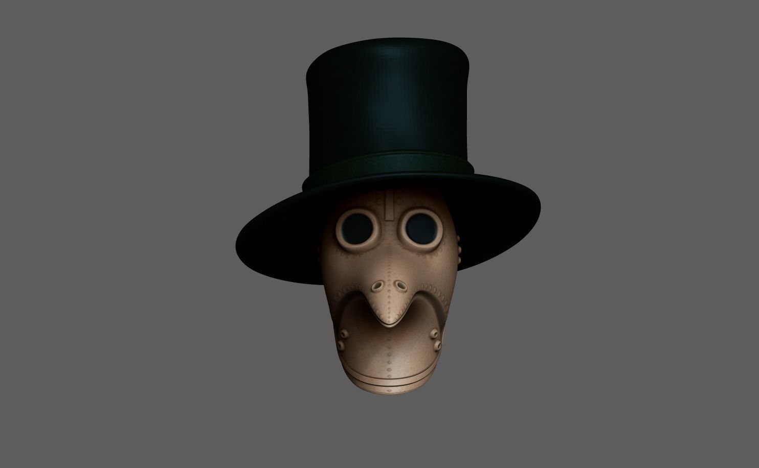 Plague Doctor - Hat and Mask Low-poly 3D model_2