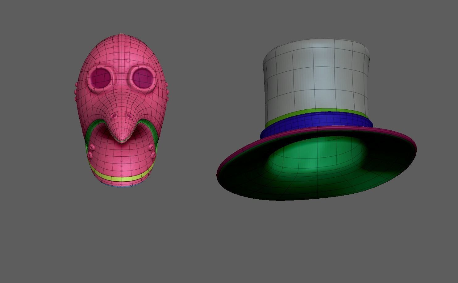 Plague Doctor - Hat and Mask Low-poly 3D model_4