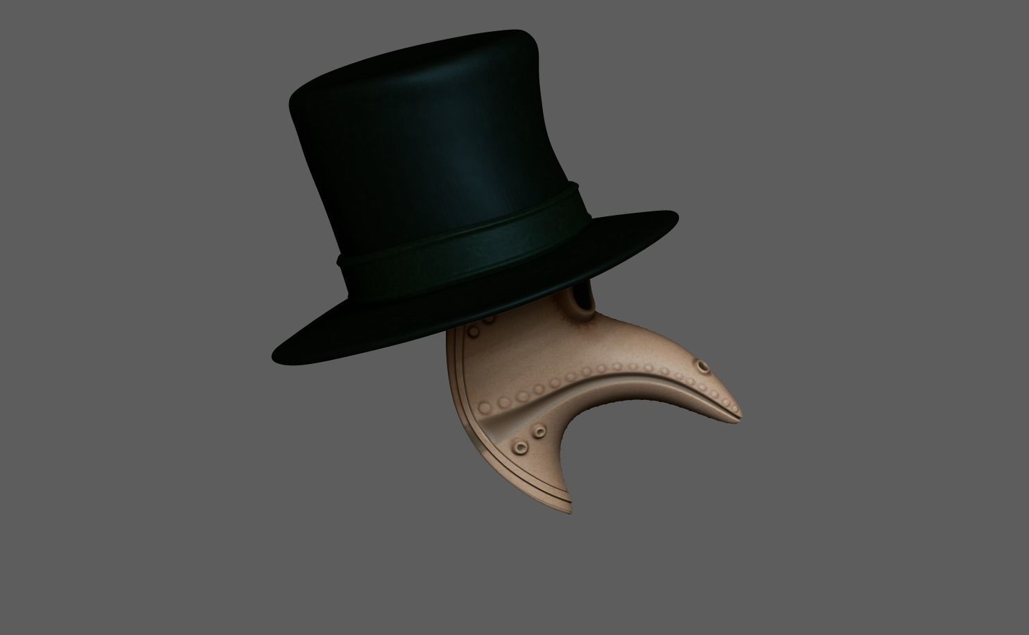 Plague Doctor - Hat and Mask Low-poly 3D model_3