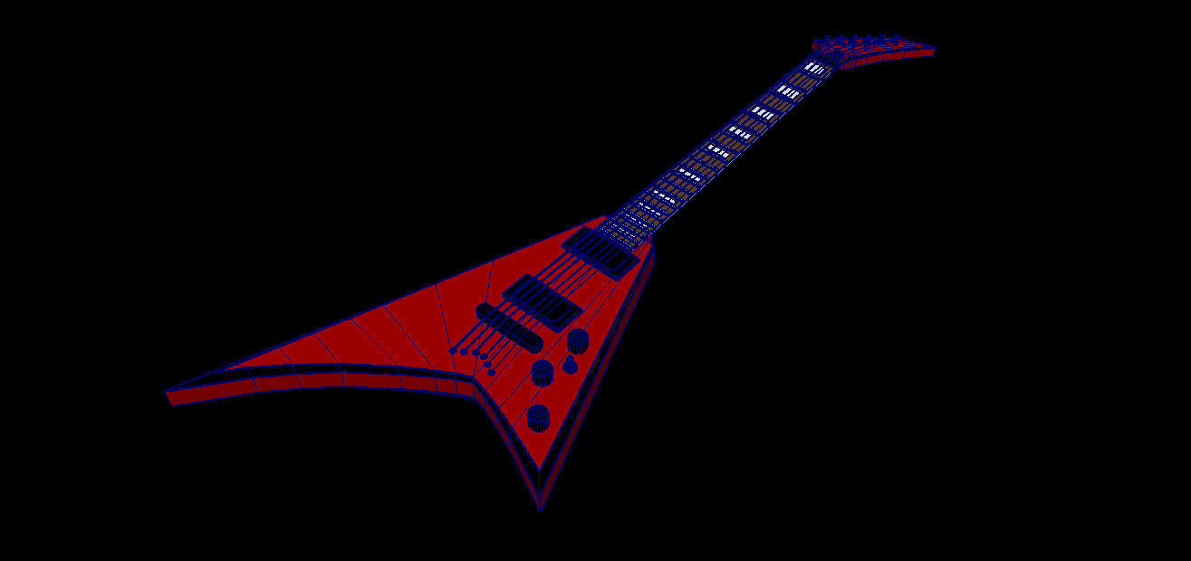 Electric Guitar V Style Free low-poly 3D model_13