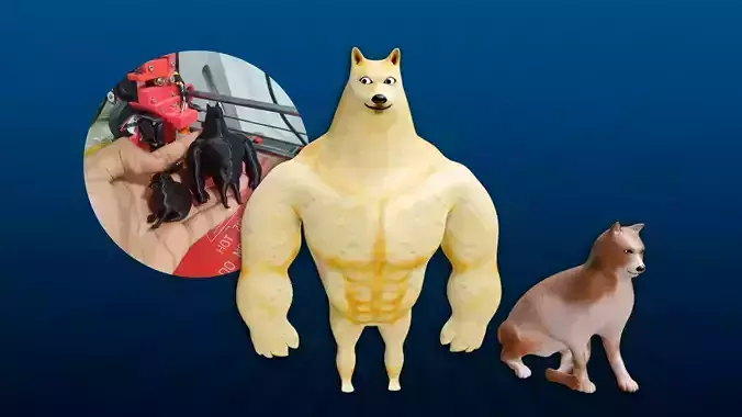 Meme Swole DOGE VS CHEEMS Low-poly 3D model