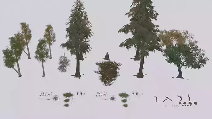 Low Poly Forest Pack With PBR Materials Low-poly 3D model