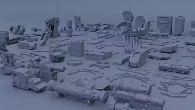 60  Sci Fi kitbash 3D model