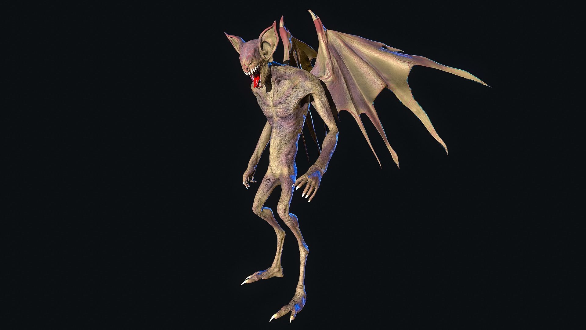 Bat Monster Low-poly 3D model_7