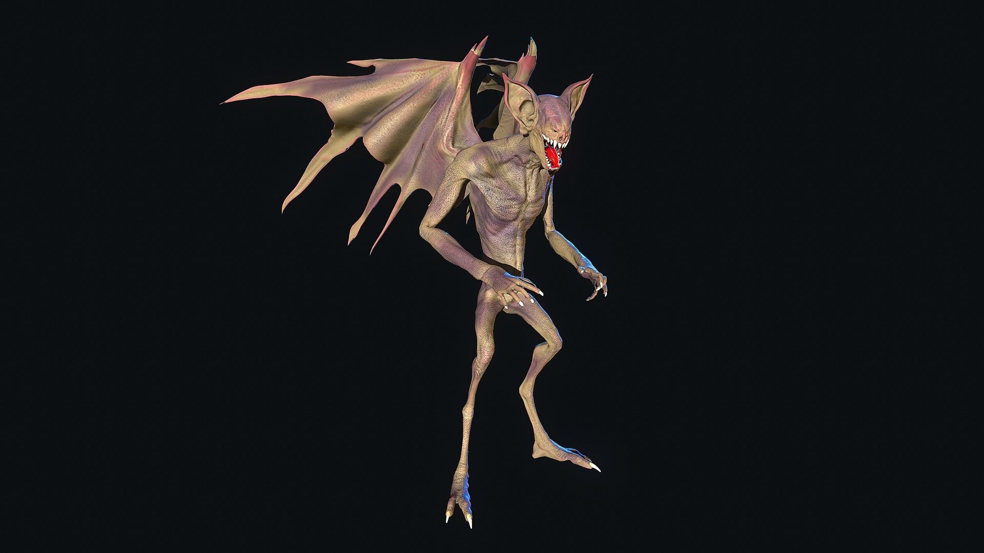 Bat Monster Low-poly 3D model_6
