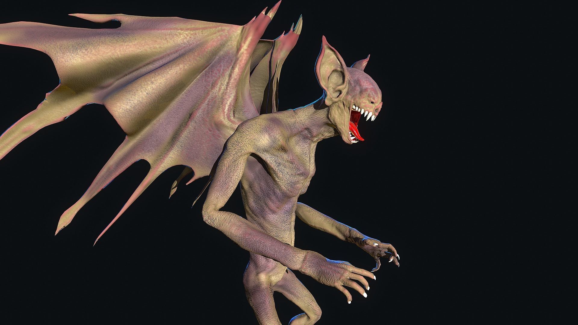 Bat Monster Low-poly 3D model_8