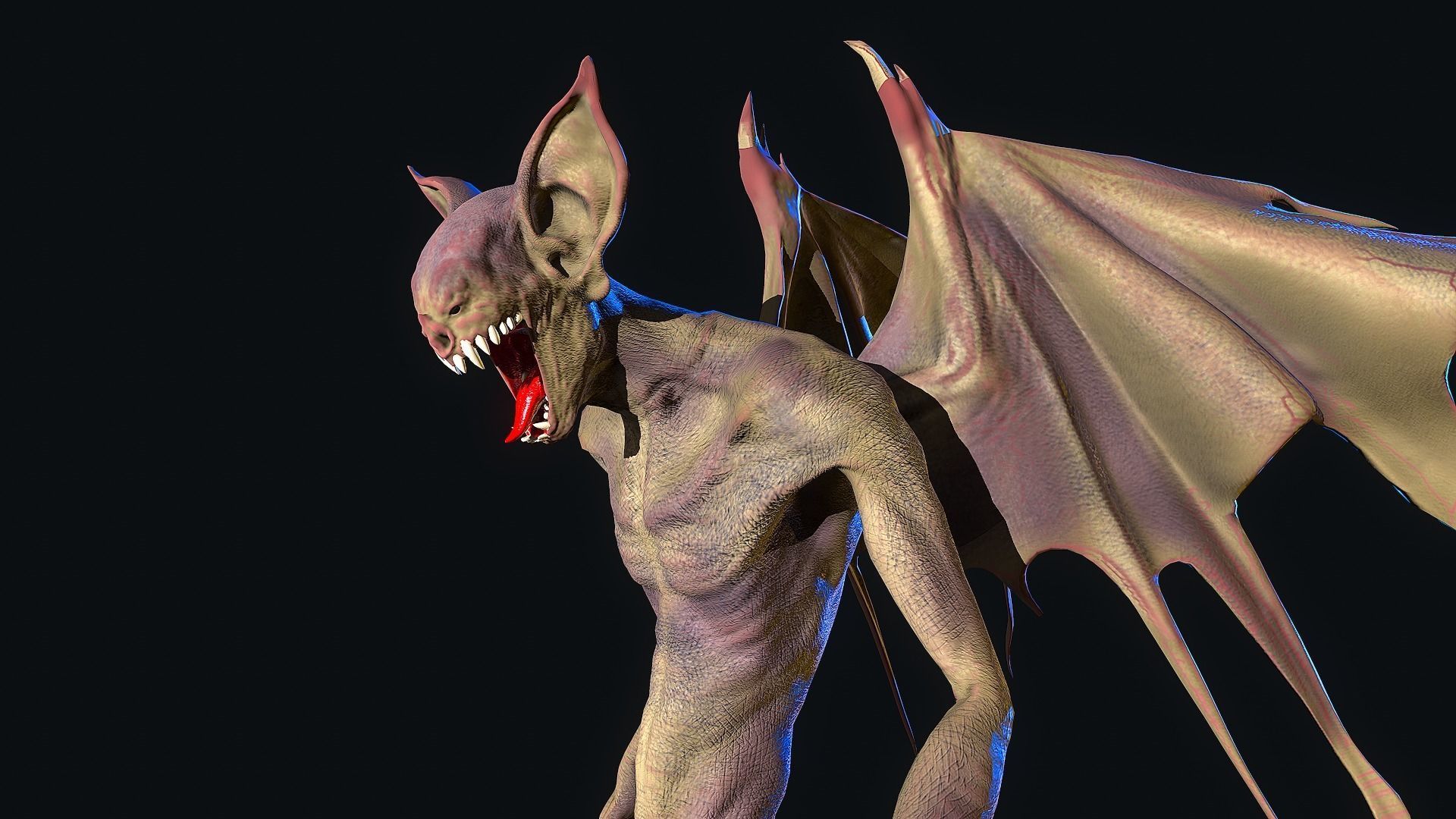 Bat Monster Low-poly 3D model_12