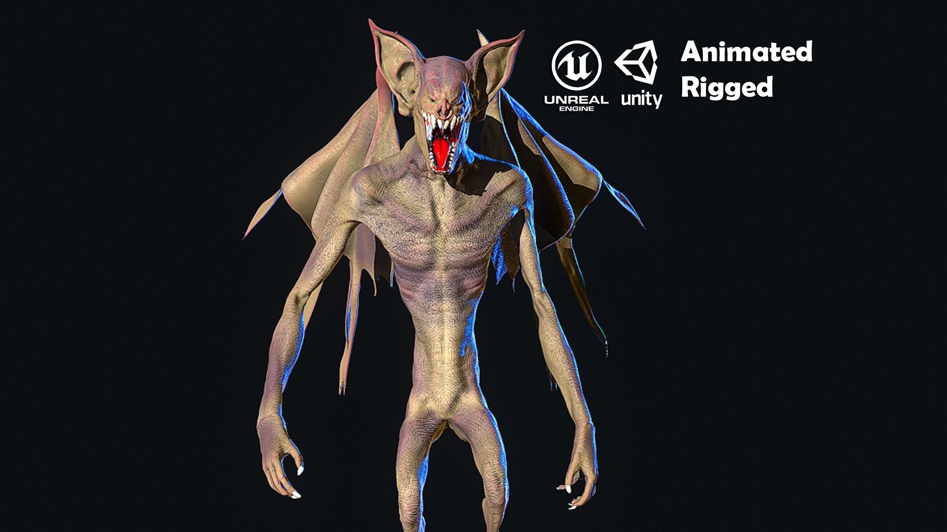 Bat Monster Low-poly 3D model_0