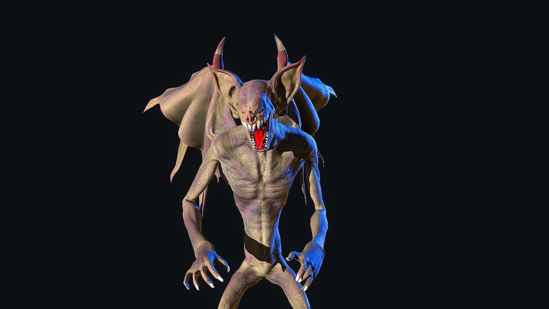 Bat Monster Low-poly 3D model_9