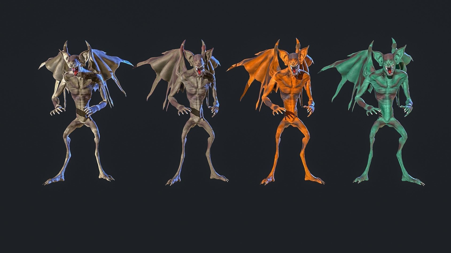 Bat Monster Low-poly 3D model_4