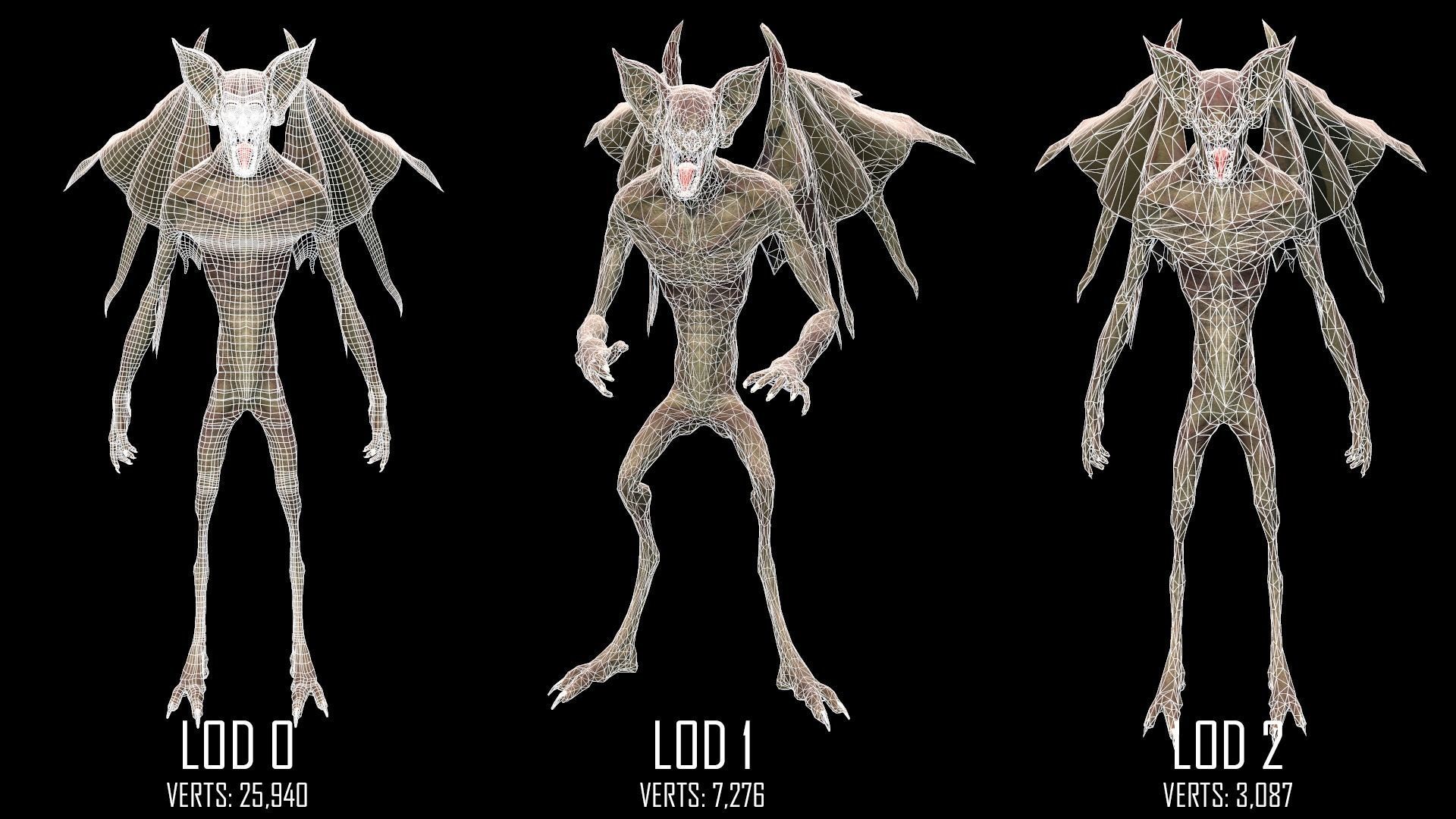 Bat Monster Low-poly 3D model_2