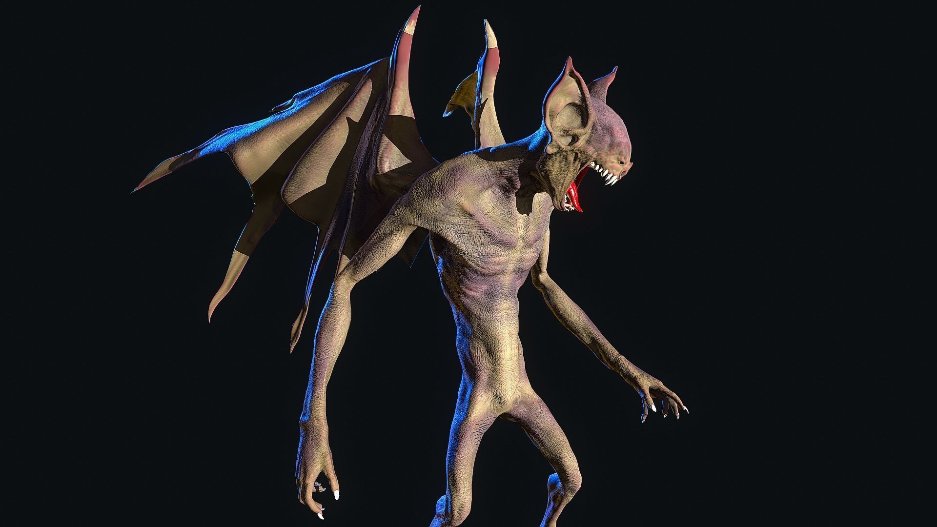Bat Monster Low-poly 3D model_10