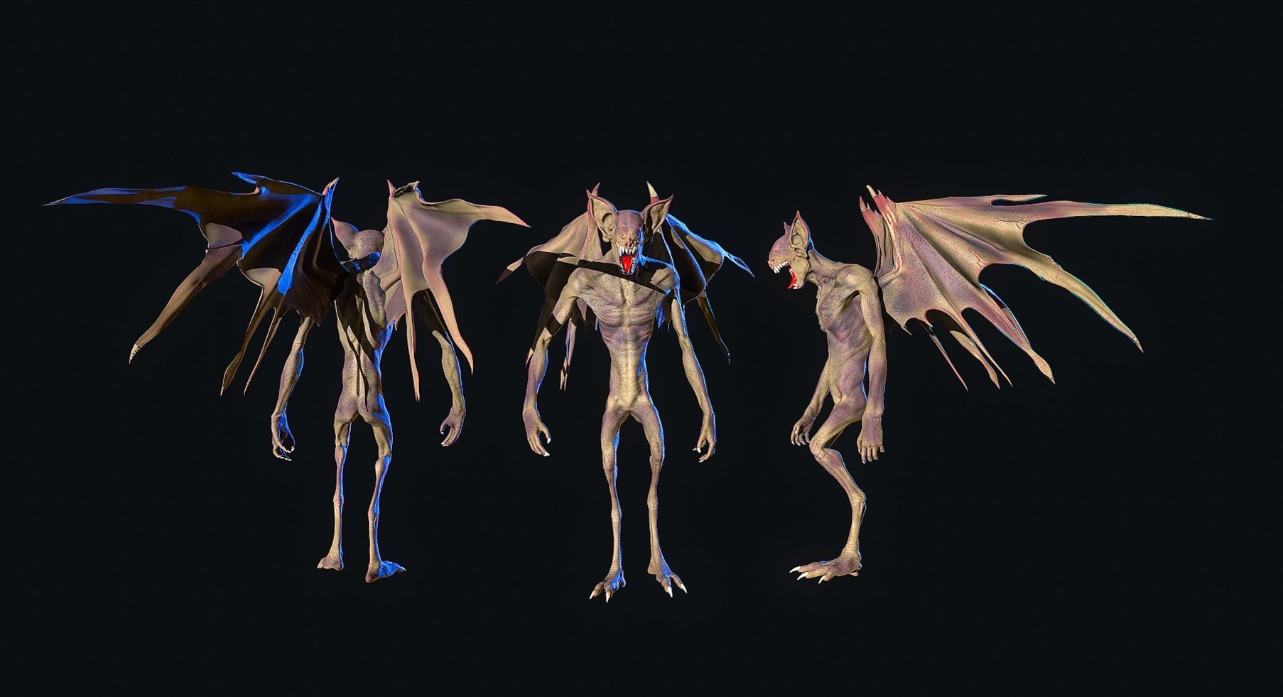 Bat Monster Low-poly 3D model_3