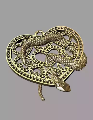 Pendant hearts with a snake