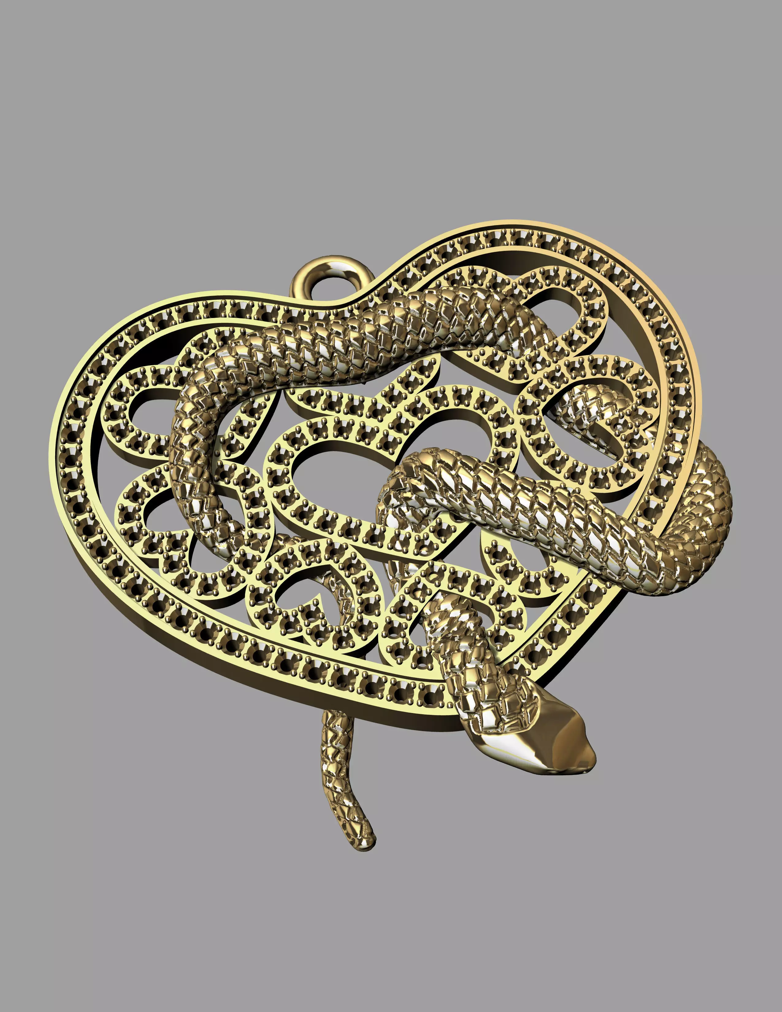 Pendant hearts with a snake 3D print model_0