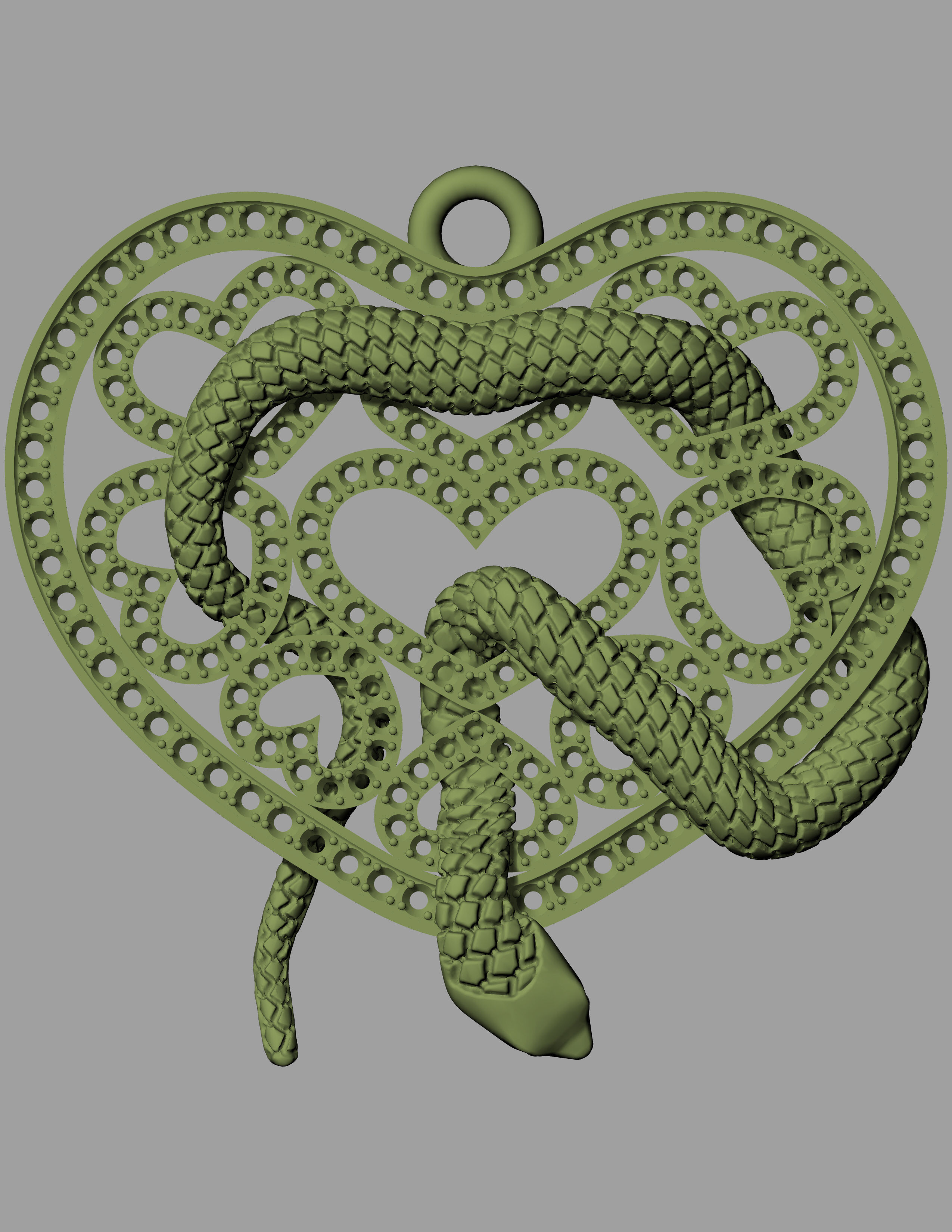 Pendant hearts with a snake 3D print model_2