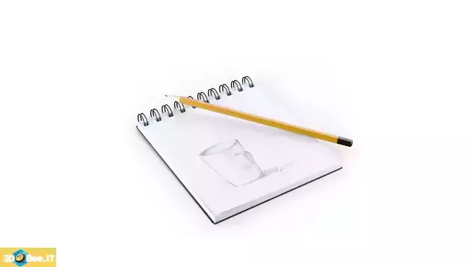 Sketchbook And Pencil Free 3D model