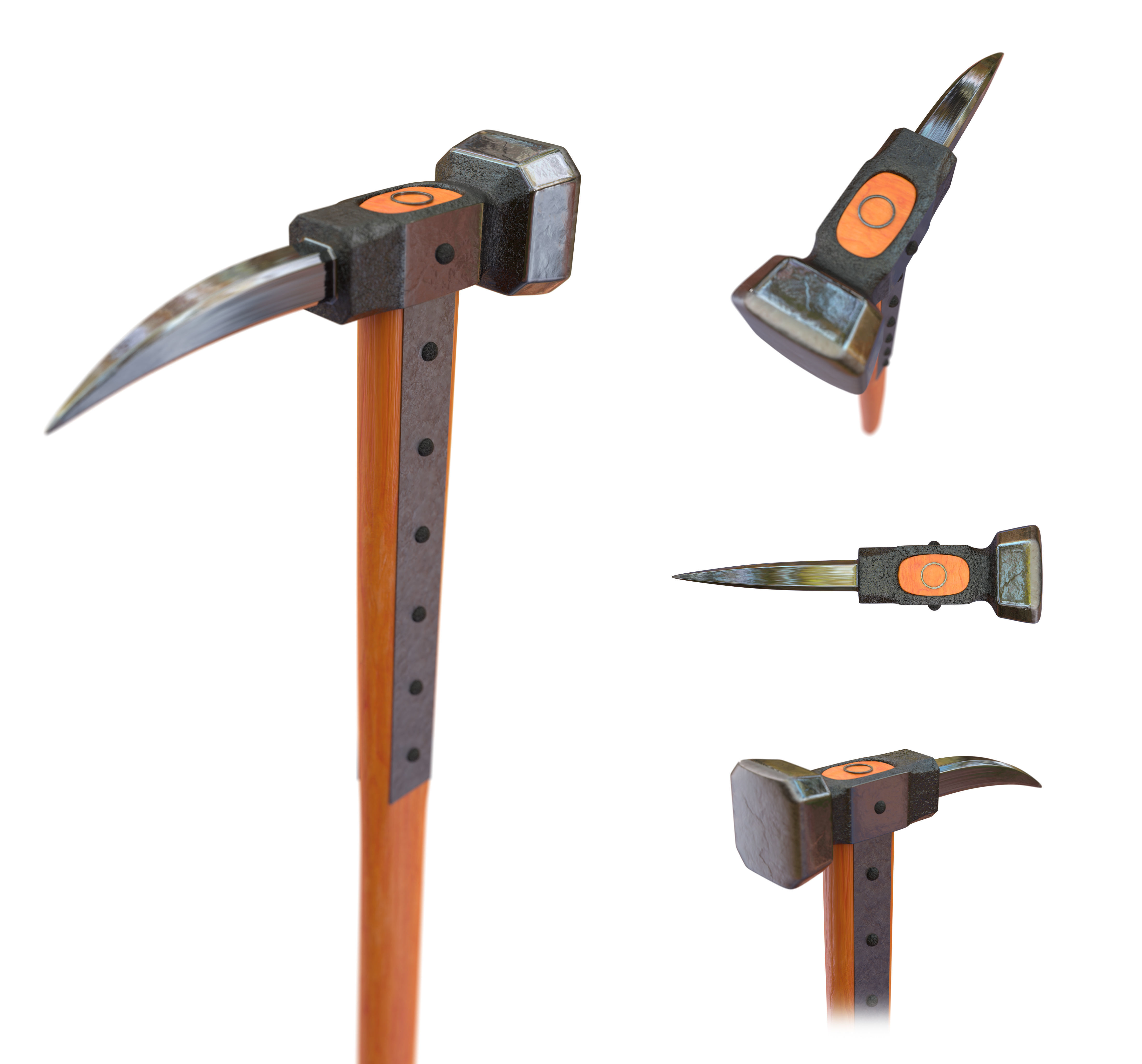 medieval warpick Low-poly 3D model_4