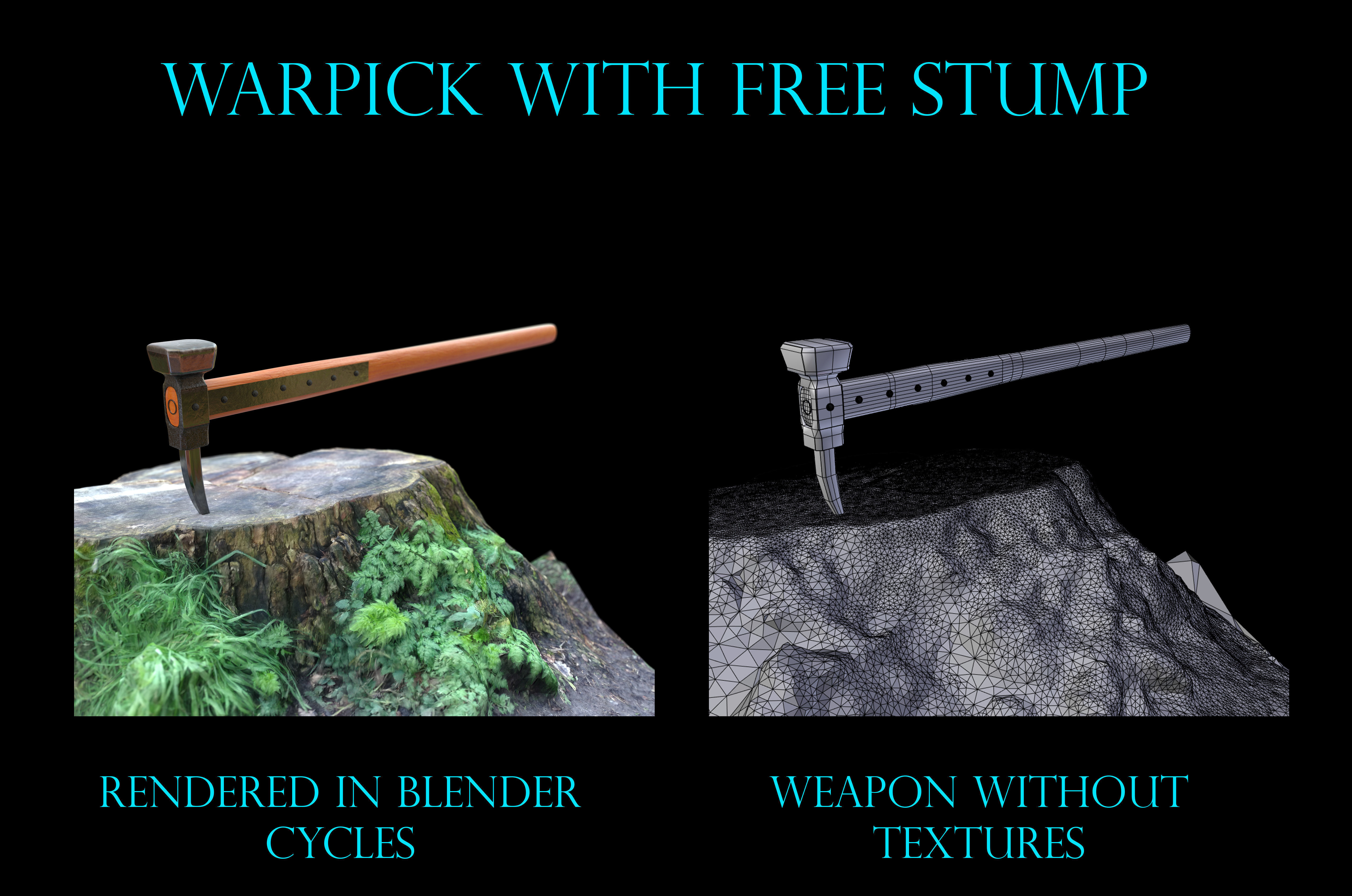 medieval warpick Low-poly 3D model_2