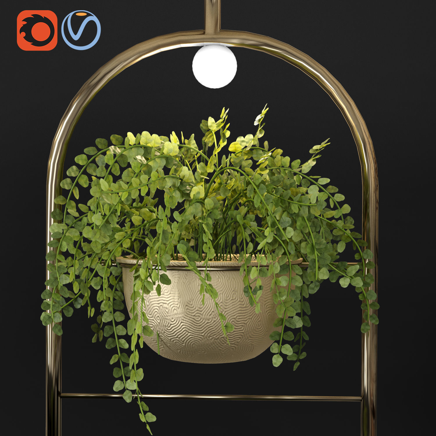 Hanging metal plant vine pot lighting lamp partition divider 3D Model Collection_6