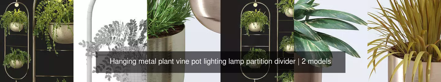 Hanging metal plant vine pot lighting lamp partition divider 3D Model Collection_1