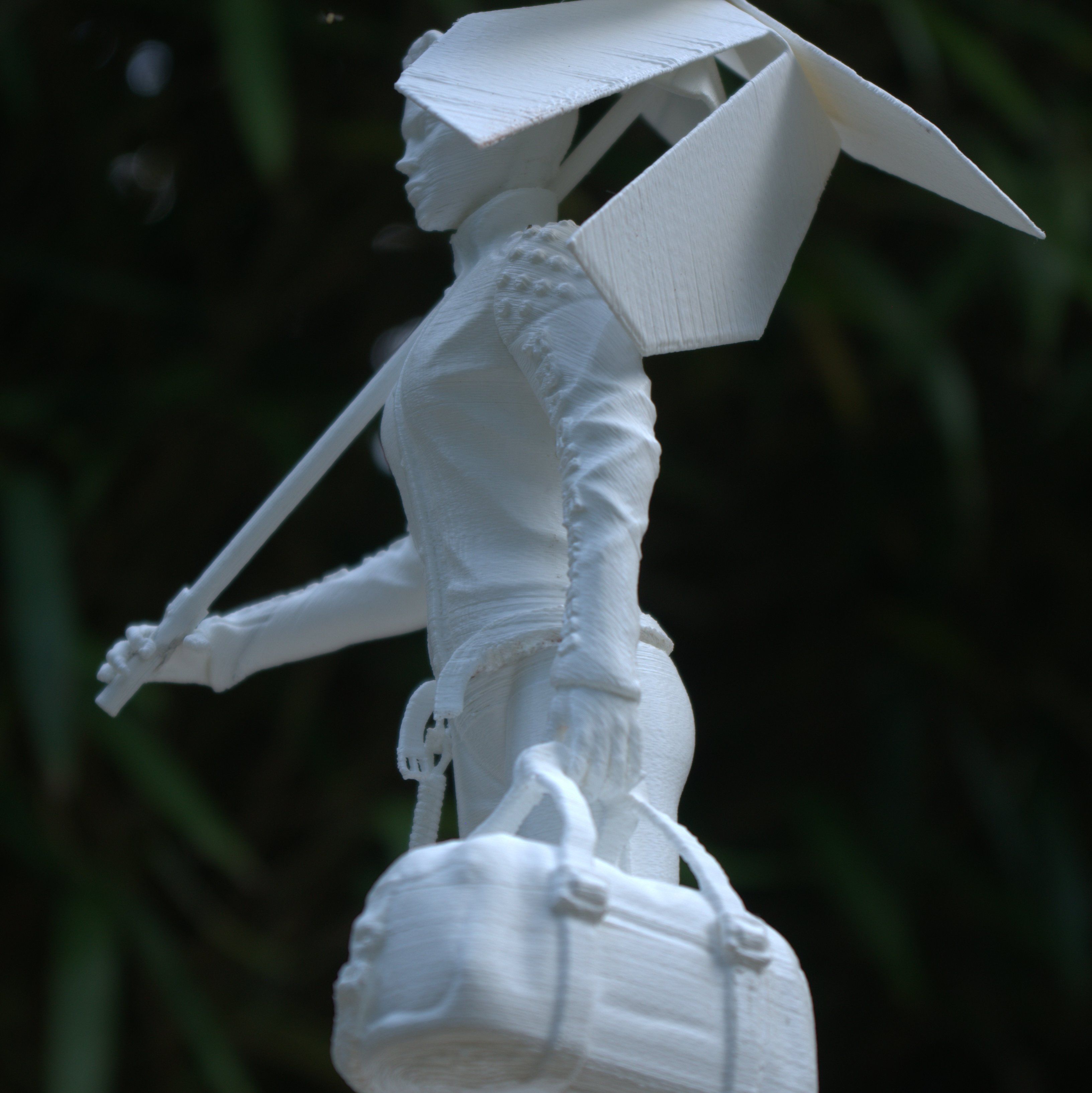 FRAGILE sculpture of woman holding umbrella 3D print model_2