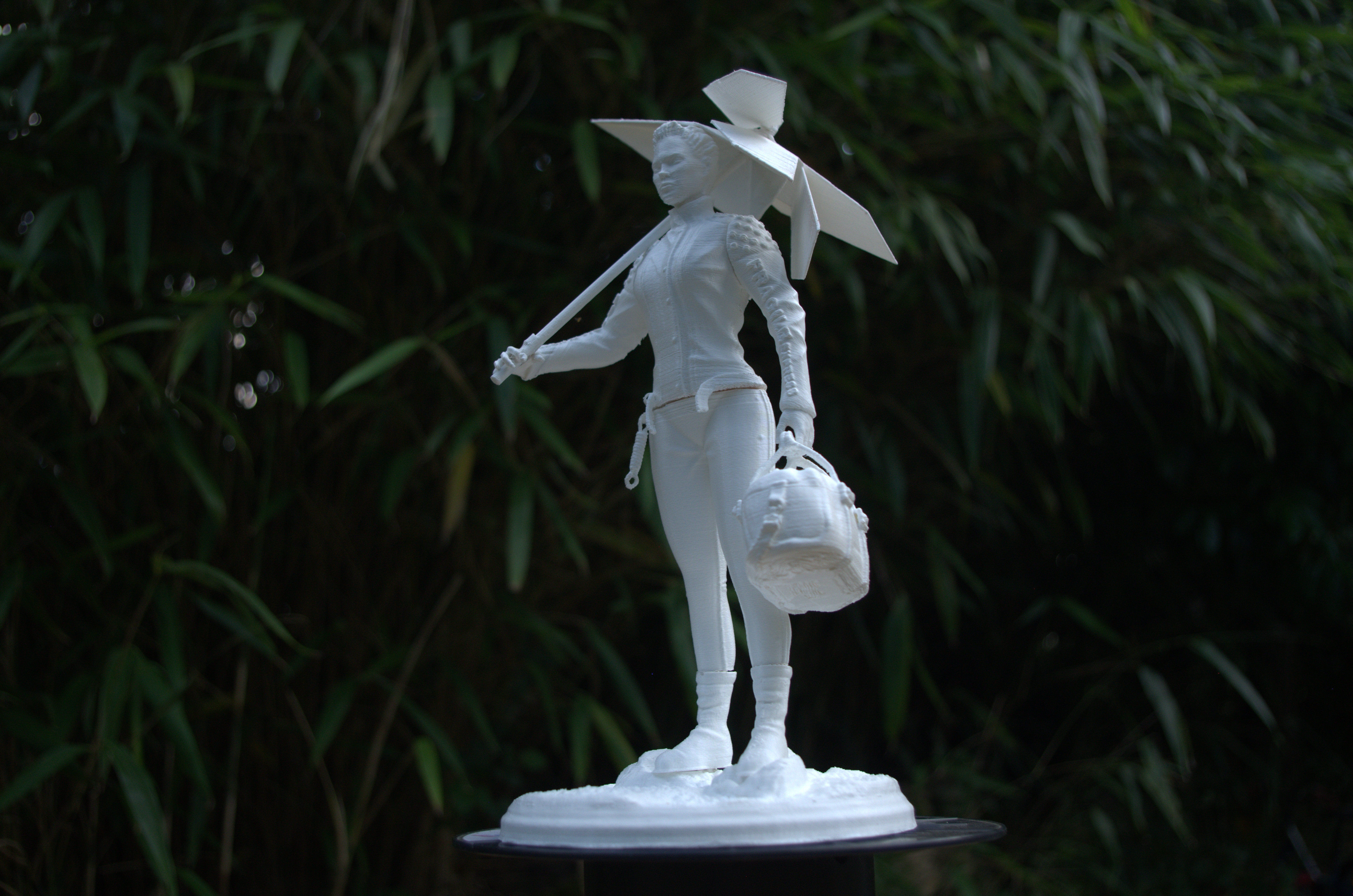 FRAGILE sculpture of woman holding umbrella 3D print model_11