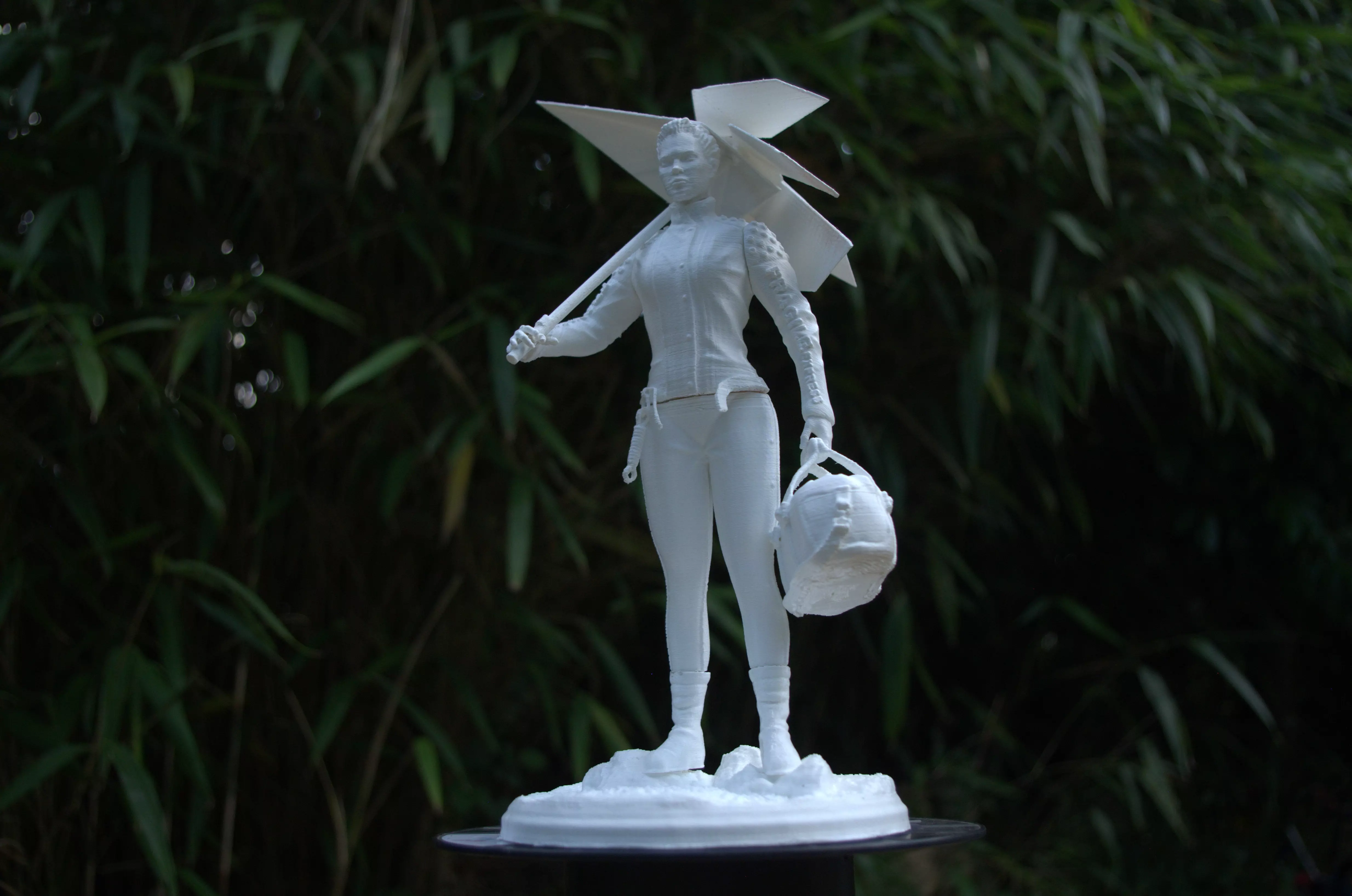 FRAGILE sculpture of woman holding umbrella 3D print model_0