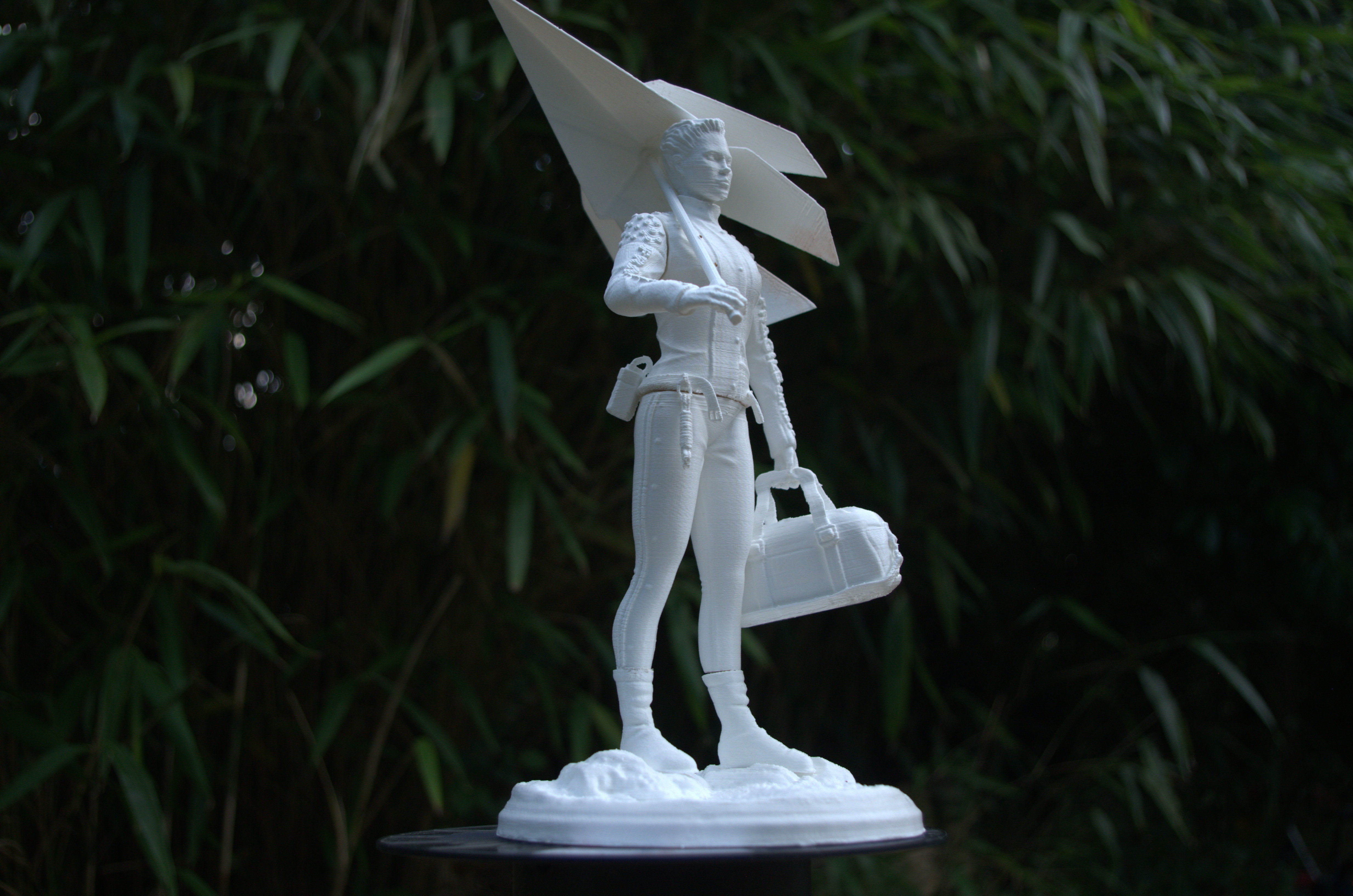 FRAGILE sculpture of woman holding umbrella 3D print model_4